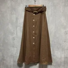 an another angelus フロント釦ミニチェックセミフレアースカート