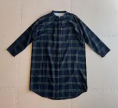 無地良品 チェック柄長袖シャツワンピース　M-Lサイズ