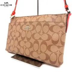 ✨美品✨　コーチ　ショルダーバッグ　シグネチャー　ポーチ付き ベージュ系