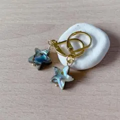 ハンドメイドピアス アバロンシェル サージカルステンレス アレルギー対応 星型