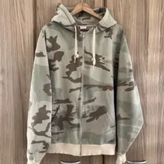 希少【Champion】カモフラージュ フリース ジップアップパーカー XXL