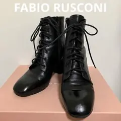 ファビオルスコーニ レースアップ ブーツ サイドジップ チャンキーヒール 37