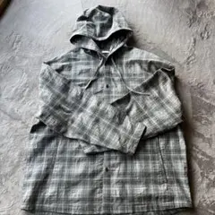 ZARA Seoul Editionフード付きチェックシャツ XL グレー系