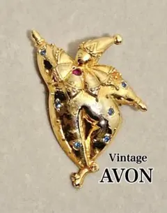 【AVON/エイボン ピエロ ピンブローチ ゴールドカラー×ラインストーン】⑭