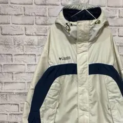 コロンビア　マウンテンパーカー　ホワイトL ロゴ刺繍アウトドア0121