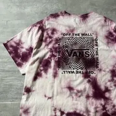 【希少XLサイズ奇抜ブリーチ】VANSバックロゴ古着Tシャツストリートダイダイ.