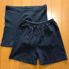 ショート丈 スパッツ レギンスクロ 黒 2枚セット ※キズ劣化あり