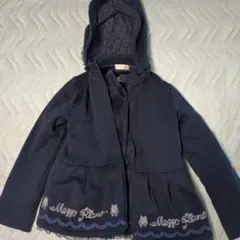 mezzo piano フード付きネイビージャケット　3 way　冬物