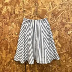 tocco closet 膝丈スカート フレア ストライプ ホワイト ブルー