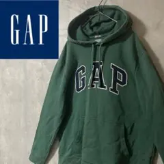 gapギャップパーカーフーディースウェットトレーナーフード付き緑グリーン刺繍ロゴ