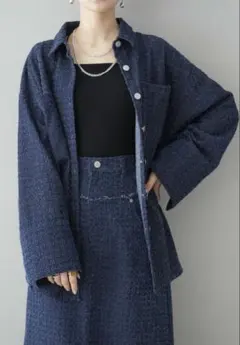 SALE ⭐︎【Lumier】ネックデニムオーバーシャツジャケット　ロングスカート