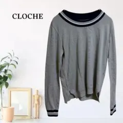 zC1846【M】CLOCHE ニット/セーター 長袖 クルーネック ラインリブ
