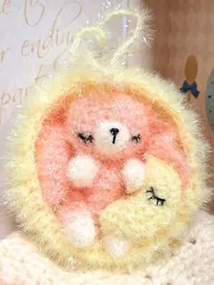 キラキラ満月に抱っこされたおやすみキラキラウサギさんと三日月さん❤