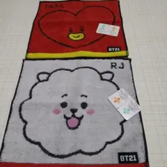 《新品未使用》BT21 タオルハンカチ　フェイスTATA&フェイスＲＪ2枚セットのサムネイル