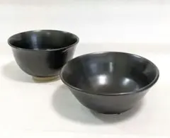 美濃焼　黒　マット　水野太郎　 抹茶茶碗　２個セット　茶碗　茶道具　茶道