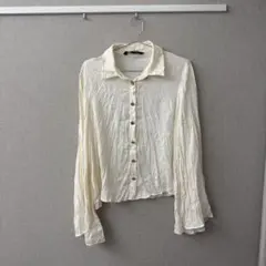 ZARA アイボリー 長袖シャツ Lサイズ