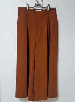 ブラウン ガウチョパンツ バックポケット付き