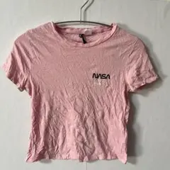 H&M Divided【XS】NASAロゴ ピンク Tシャツ エイチエンドエム