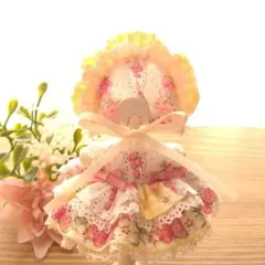 ファンシー苺♪ワンピース＆ボンネット♡黄色♡女の子サイズ♡メルカリ便♪