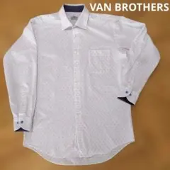 VAN BROTHERS ドット柄　長袖ワイシャツ　白　LL