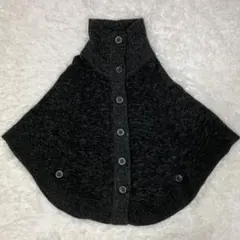 Letterダークグレー ボタン付き ケープコート M 素材/アクリル/毛