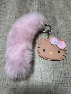 パ*ン様 ハローキティ ファー付きキーホルダー(ピンク)