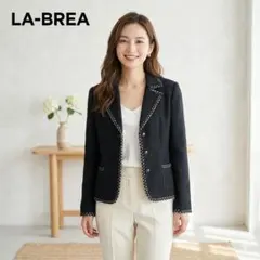 【美品】LA-BREA メルローズツイードジャケット 黒 フォーマル サイズ3のサムネイル