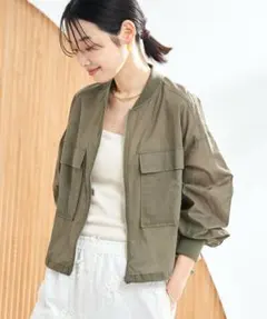 coen《コーエン》シアーコットンドロストZIPブルゾン ◆ OLIVE ◆Mのサムネイル
