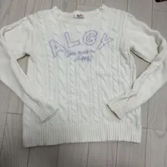 ALGY ホワイト ケーブルニットセーター　長袖　ホワイト　白