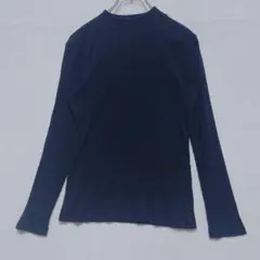 無印良品 リブモックネックカットソー ブラック（L）コットン混