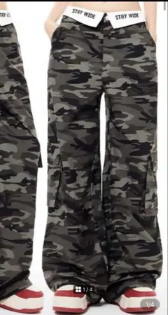 女性用　ウェストがアクセントのかわいいカモパンツ！ダンスにも⭐︎ レディース　迷彩