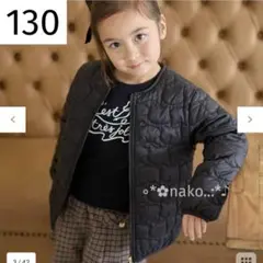 新品 130 anyFAM ネコキルトブルゾン　ブラック