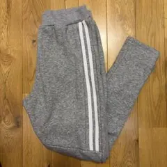 キッズ 裏起毛パンツ グレー サイドライン 150cm