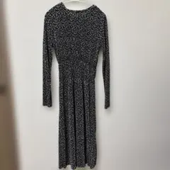ZARA 플로랄 패턴 긴 원피스 긴팔 블랙