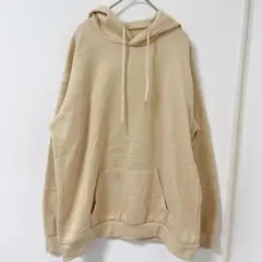 SHEIN【XL】シーイン バックプリント パーカー ベージュ スマイル レトロ