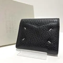 675✨美品✨メゾンマルジェラ 三つ折り財布 エンベロープ 4ステッチ ブラック
