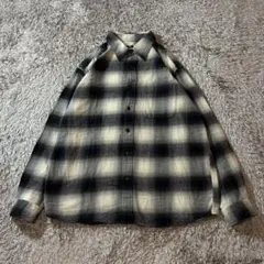 【XL】 オンブレチェックシャツ ネルシャツ ユニクロ UNIQLO 白 黒