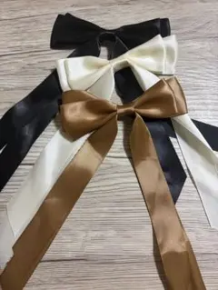サテンリボンヘアアクセサリー3色セット