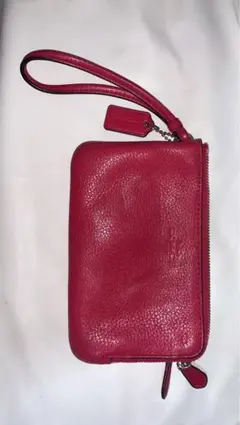 コーチ　ポーチ　レット　レザー　ダブルジップ　リストレット　COACH