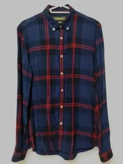 ZARA MAN ネイビー レッド チェック 長袖シャツ