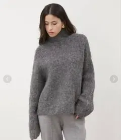 Mila Owen ボトルネックアルパカ混畦ニットプルオーバー