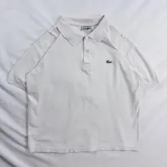 ビンテージ古着 フランス製 70s ラコステ ロゴ 刺繍 ホワイト ポロシャツ