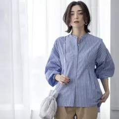 バンドカラーペプラムシャツ【洗濯機洗い可】　OPAQUE.CLIP 38