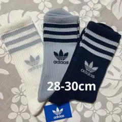 新品　アディダス　靴下　ミッドクルーソックス Ｌ　28-30 サックス　ネイビー