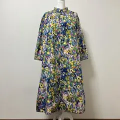 タグ付き　ichi イチ　ロングワンピース 花畑　絵画風　秋　長袖　大人　素敵