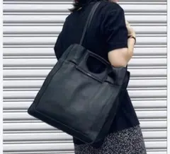 BEAURE 本革 シボ レザー トートバッグ ブラック