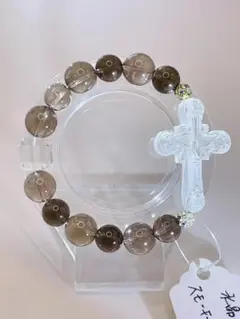 【十字架(水晶)/スモーキークォーツ】内径約15.5cm 浄化済み No,426