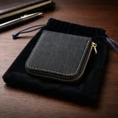児島デニム 二つ折り ラウンドファスナー 財布 コンパクトウォレット