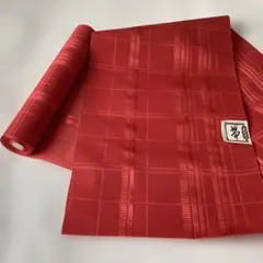 夏帯　名古屋帯、反物/渋赤/格子/洗えるポリエステル/伊勢丹