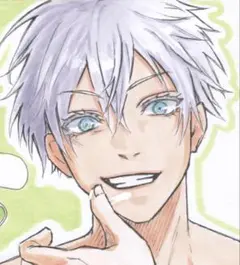 m*a様 手描き イラスト ファンアート 五条悟 アナログ 色紙